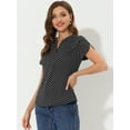 thumbnail image 2 of Blusa de oficina Allegra K Cuello en V Estampado de puntos Negro L, 2 of 6