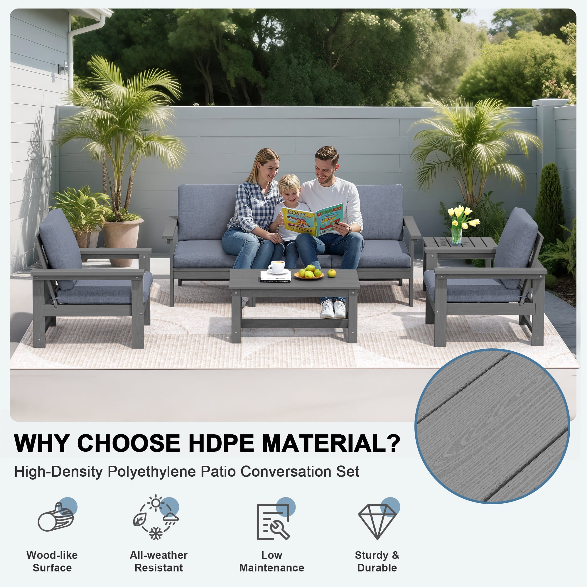 SERWALL Outdoor Patio Furniture Set - Thumbnail 4