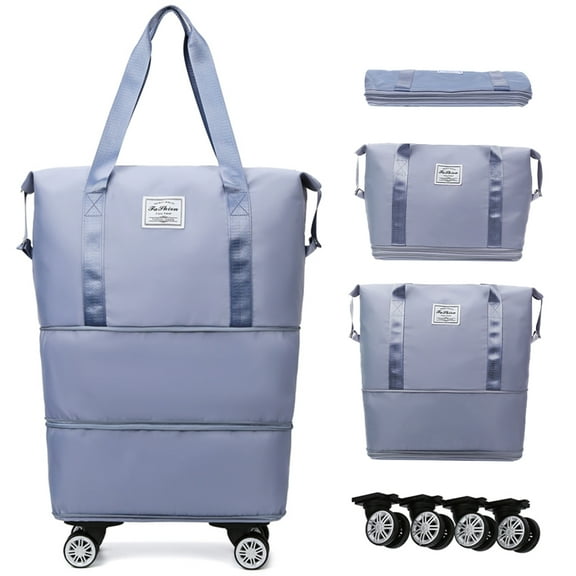 Expandable Rolling Travel Bag With 360° Detachable Wheels Foldable Luggage Bag Waterproof Carry On Overnight Tote For Home Storage Gym Moving Camping