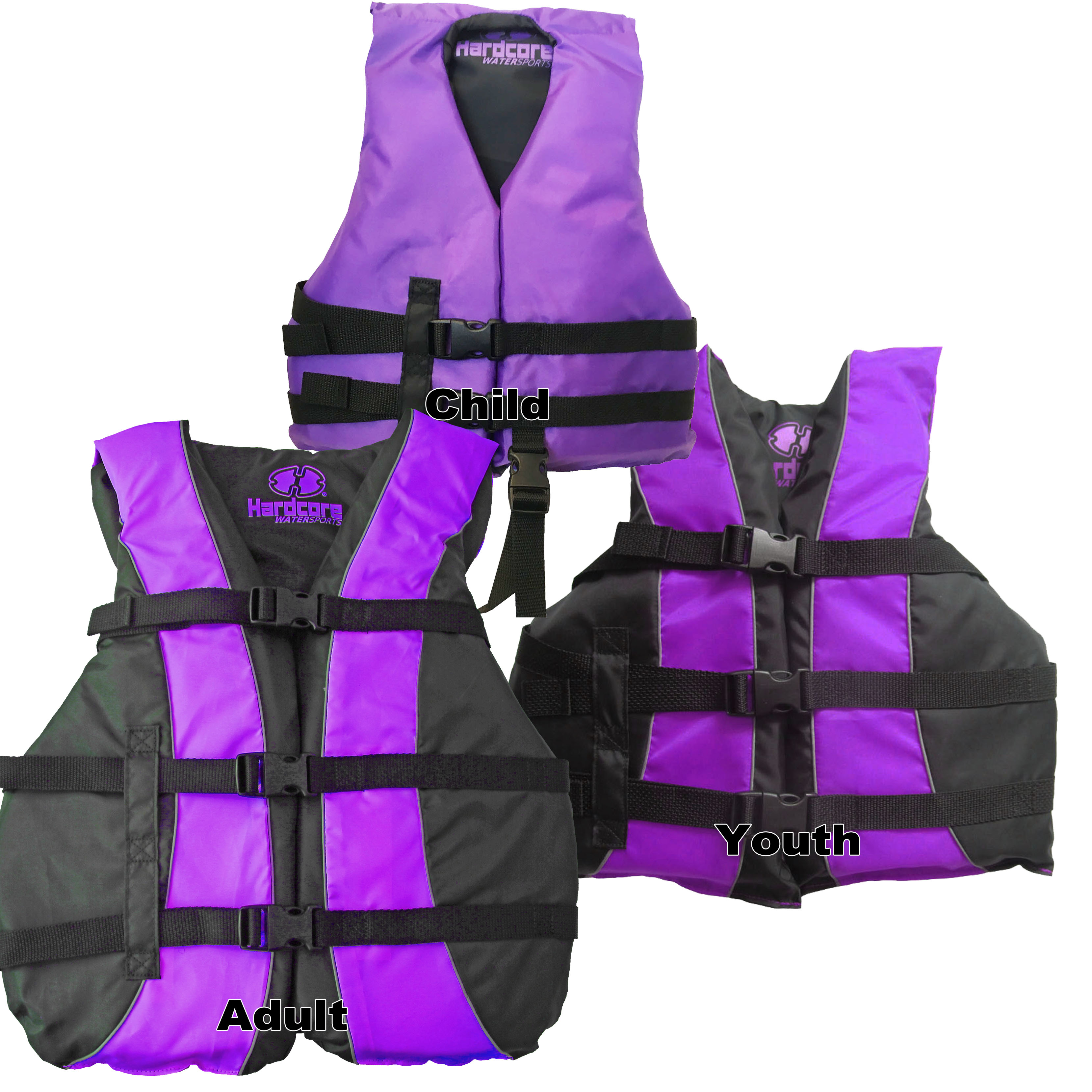 Hardcore NEON High Visibility Adult Super Large Life Jacket PFD Type III Ski Vest by Hardcore Water Sports