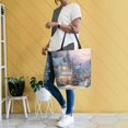thumbnail image 6 of Open Top Canvas Tote Bag with Zipper Reusable Shopping Bag 13.5x15" Roomy Carryall Magical Snow-covered Village, 6 of 9