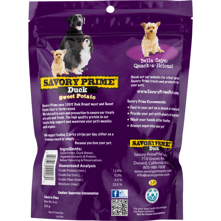 Savory Prime Duck & Sweet Potato Dog Jerky, 8 oz photo 2