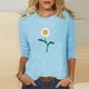 thumbnail image 2 of Camisetas Casuales de las Mujeres de Moda Impresa 3/4 Mangas Blusa Cuello Redondo para el Hogar Y Diario, 2 of 4