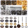 thumbnail image 1 of Juego de 120 piezas de cierres a presión, botones a presión de metal, juego de botones de presión a prueba de óxido con herramienta de fijación para ropa, costura, cuero, reparación de chaquetas artesanales (12,5 mm) ZefeiWu 8390605598500, 1 of 1