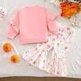 thumbnail image 5 of Xyant Toddler Baby Girl Halloween Outfit Pumpkin Print Ruffle Long Sleeve Sweatshirt Flare Pants 2pcs Clothes Set (White,18-24 Months), 5 of 5