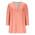 thumbnail image 7 of Womens 3/4 Sleeve Henley Shirts Button Down Loose Casual Raglan T-Shirts Soft Solid Color Trendy Lounge Wear, Pink XL, 7 of 7