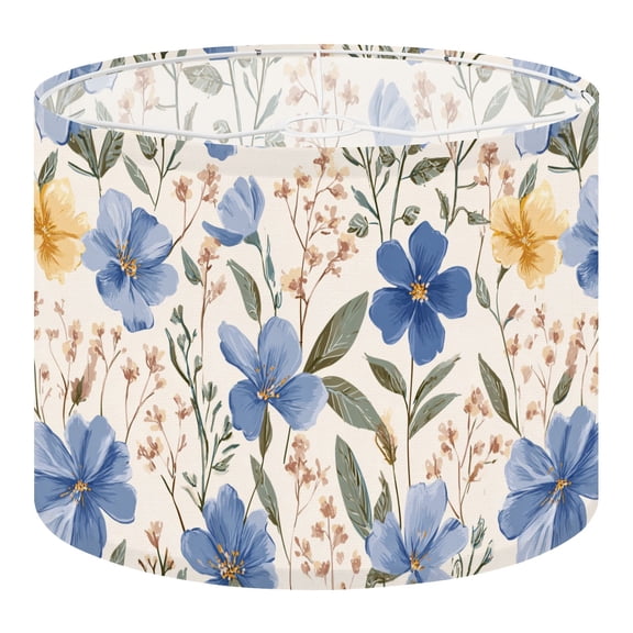 Linen Drum Lampshades Flower seamless Blue flowers vintage Summer Decor 13"x13"x10" Light Shade for Table Lamps Floor Lamp Shades Lampshade Replacement Assembly Required