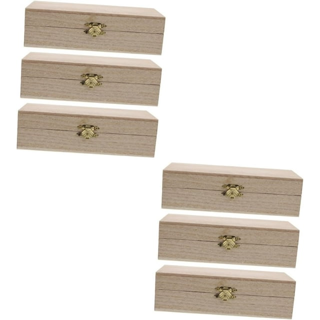 Yazoeia 6 Pcs Clamshell Wooden Box Boxes for Presents Mini Treasure Chest Cosmetic Box Portable Copper CJC912-140703