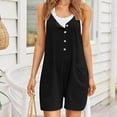 thumbnail image 6 of Hurxie Women's Summer Casual Rompers Wide Leg Short Overalls Button Adjustable Strap Jumpsuit with Pockets Black,2XL, 6 of 7