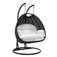 thumbnail image 2 of LeisureMod Mendoza Charcoal Wicker Patio Double Swing Chair in White, 2 of 11