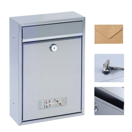 Wall-Mount Mailbox with Keys, Locking Drop Box with Clear Window, Indoor and Outdoor