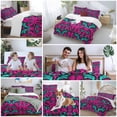 thumbnail image 5 of 3 Piece Pink Turquoise Abstract Duvet Cover Set Full Size,Microfiber Comforter/Quilt Cover with Corner Ties and 2 Pillowcases,Ethnic Modern Geometric Aesthetics All Season Bedding with Zipper Closure, 5 of 8
