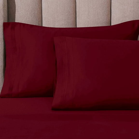 Superior 1000 Thread Count Egyptian Cotton Pillowcases Soft Breathable Set of 2, Burgundy, Standard