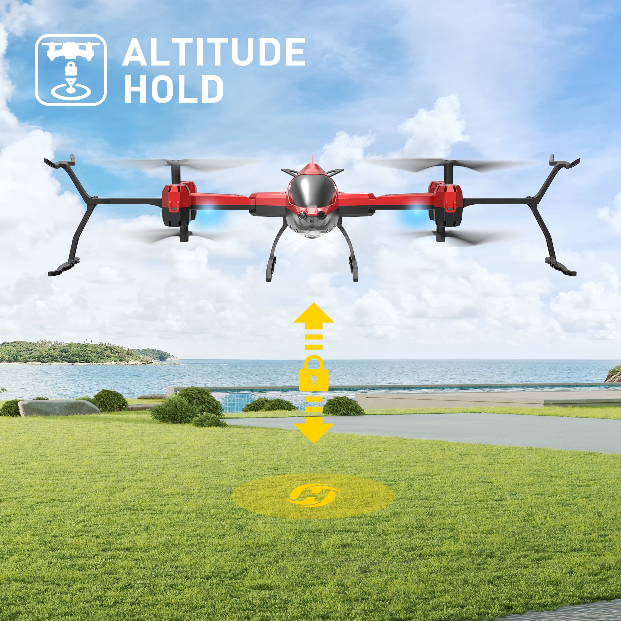 Helicopter Drone for Kids Adults, Wefone Toys with 3D Stunt Flips, Headless Mode, 3 Batteries, Red