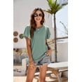 thumbnail image 5 of Purcoar Womens Ruffle Blouses Summer Shirts Short Sleeve Knit Tops, 5 of 7