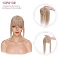 thumbnail image 5 of MY-LADY Hair Toppers for Women Real Human Hair with Bangs 3 Clip In Remy Topper Hairpiece for Thin Hair Natural Looking Hair Extensions 12inch #12P613 Golden Brown & Bleach Blonde, 5 of 8