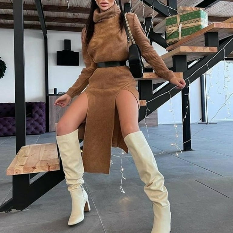 Bodycon dress and store thigh high boots