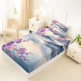 thumbnail image 4 of Homewish Pink Purple Cherry Blossom Twin Sheets,Japanese Style Bedding,3-Piece,1 Fitted Sheet and 1 Pillowcase, 4 of 6