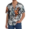 thumbnail image 3 of KLL Four Running Horses Print Men's Shirt Short Sleeve Button Down Summer Cuba Beach Shirts- Large, 3 of 7