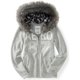 thumbnail image 1 of Sudadera con Capucha y Cremallera Aeropostale para Mujer de Piel Sintética Gris Extragrande, 1 of 1