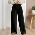thumbnail image 7 of Hifoo Women Winter Fuzzy Pants Elastic Waist Straight Leg Long Pants Casual Sweatpants Trousers Solid Color Joggers Daily Slacks Cozy, 7 of 7