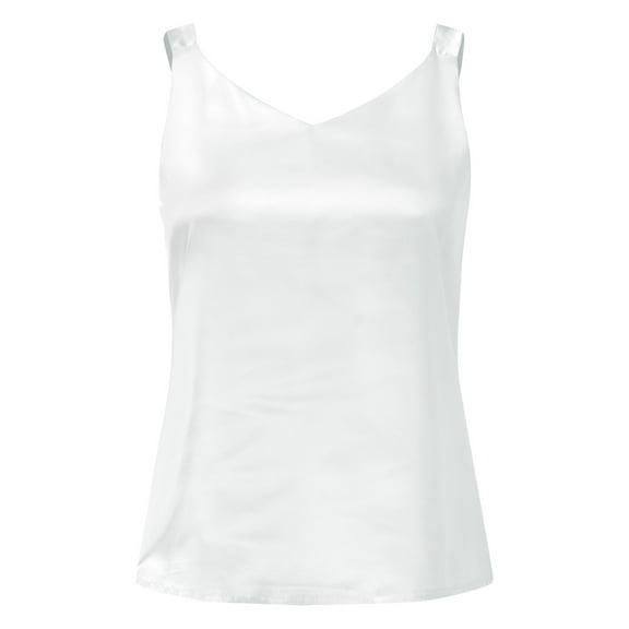 Aayomet Ladies Tops And Blouses Womens Silk Spaghetti Strap Camisole Satin Camisole Womens Tank Top,White XXL