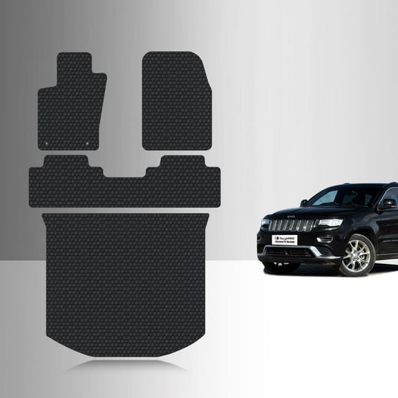 ToughPRO Full Set   Trunk Mats Compatible with Jeep Grand Cherokee 2014 - All Weather Heavy Duty (Made in USA) Black Rubber