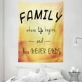 thumbnail image 1 of Family Tapestry, Inspiring Message about Family Life and Love on Dreamy Backdrop Wisdom, Wall Hanging for Bedroom Living Room Dorm Decor, 60W X 80L Inches, Yellow Marigold Black, by Ambesonne, 1 of 2