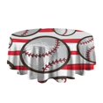 thumbnail image 5 of Red and White Striped Baseballs Pattern Round Tablecloth 60"x60",Wrinkle Wipeable Table Cloth for Kitchen Dining Room Picnic Patio Party, 5 of 6