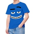 thumbnail image 2 of YUEHUA Kids Short Sleeve Tee Shirt Boys Girls Solid Color Cute Expression Print Tops Loose Fit Comfy Crewneck Pullover Tees, 2 of 6