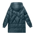 thumbnail image 3 of HTNBO Women Long Quilted Coat Winter Hooded Long Sleeve Puffer Padded Jackets Zip-up Warm Thicken Outerwear Pockets, 3 of 7
