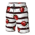 thumbnail image 5 of Disketp Men'S Swim Trunks Hawaiian Breathable Surf Beach Swimsuits Mesh Lining Beach Shorts With Pockets-Ladybugs On Black And White Striped1, 5 of 9