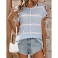 thumbnail image 3 of Summer Blouses for Women Cap Sleeve Tops Elegant Striped Crew Neck Casual Loose Fit Pullover Knit Sweater Blouses Tops Shirts Alsol Lamesa, 3 of 6
