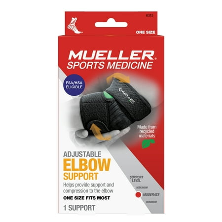 Mueller Green Adjustable Elbow Support, OSFM, Black