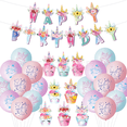 thumbnail image 3 of Juego de decoración para fiesta de cumpleaños ENTASSER temática de unicornio, 3 of 5