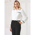 thumbnail image 2 of DARING DIVA Women's Long Sleeve Collared Button Down Tweed Office Shirt S White, 2 of 6
