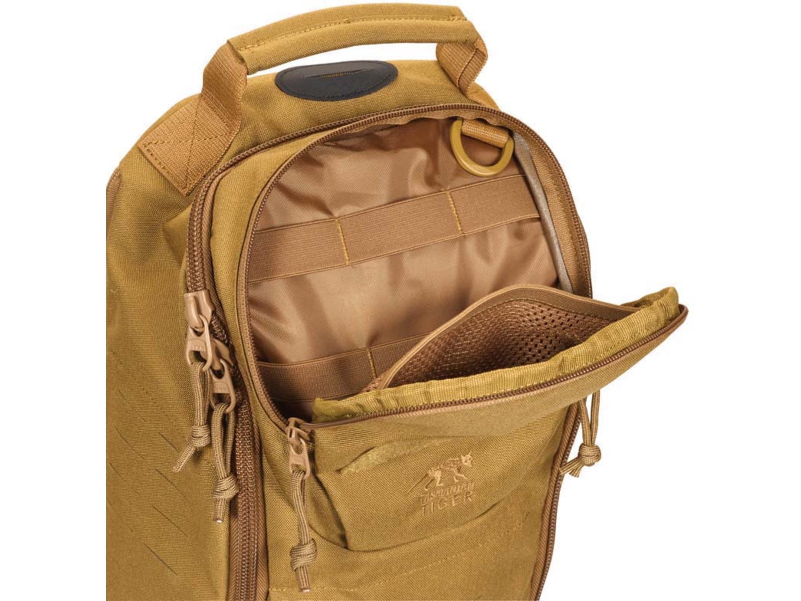Tasmanian Tiger Modular Sling Pack 20, Sling Bag with MOLLE, YKK Zippers, Hydration Compatible, Coyote