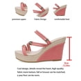 thumbnail image 7 of Rokment Womens Sparkling Rhinestones Wedge Heels Slides Sandals with Convertible Back Strap Stylish Simple Espadrilles Platform Chunky Heeled Slip on Dressy Slippers for Ladies Red Size 9.5, 7 of 7