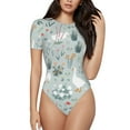 thumbnail image 2 of Goofa Goose and Doodle Flowers Printed Women Rash Guard Short Sleeve,Tummy control Swimsuit Surfing Swimsuit Bathing Suit One Piece Swimsuit UPF 50-XX-Large, 2 of 9