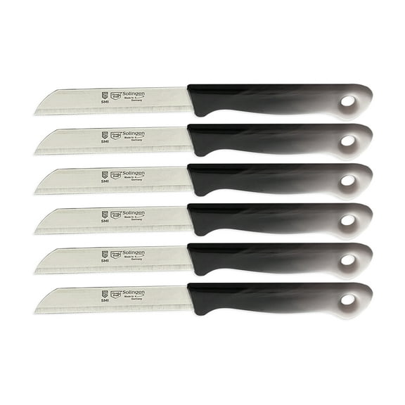 SMI 6 Pcs Solingen Germany Paring Knife Set Serrated Edge Knife for Vegetables Fruit Knife Kitchen Knife Black and White