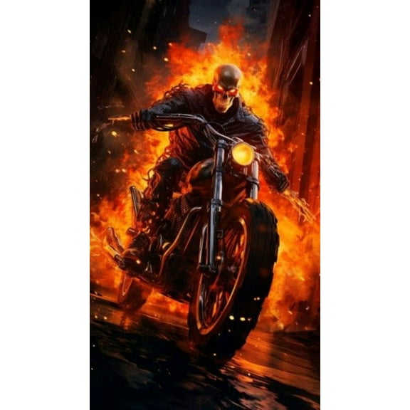 Ghost Rider Diamond Art Painting Kits for Adults - Round Full Drill Diamond Dots Paintings for Beginners, 5D Paint with Diamonds Pictures Gem Art Painting Kits DIY Crafts Project Kits 12x16inch