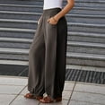 thumbnail image 3 of Ohufall Cotton Linen Jogger Pants for Women Fashion Solid Casual Elastic High Waist Hippie Pants Women's Loose Fit Comfy Outdoor Harem Pants, 3 of 7