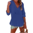 thumbnail image 2 of Women's Beach Cover Up Hoodies Sweatshirt Long Sleeve Sun Protection V Neck Breathable Shirt Top with Pockets Blue S, 2 of 7