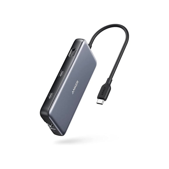Anker USB C Hub, 555 USB-C Hub (8-in-1), with 100W Power Delivery, 4K 60Hz HDMI Port, 10Gbps USB C and 2 USB A Data Ports, Ethernet Port, microSD and SD Card Reader, for MacBook Pro and More