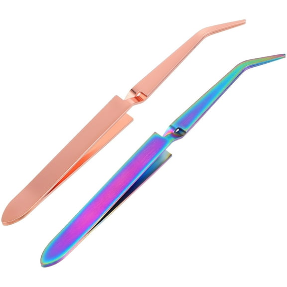 Stainless Steel Nail Shaping Tweezers with Angled Tips for Beauty Use Multi Color 2 Pcs