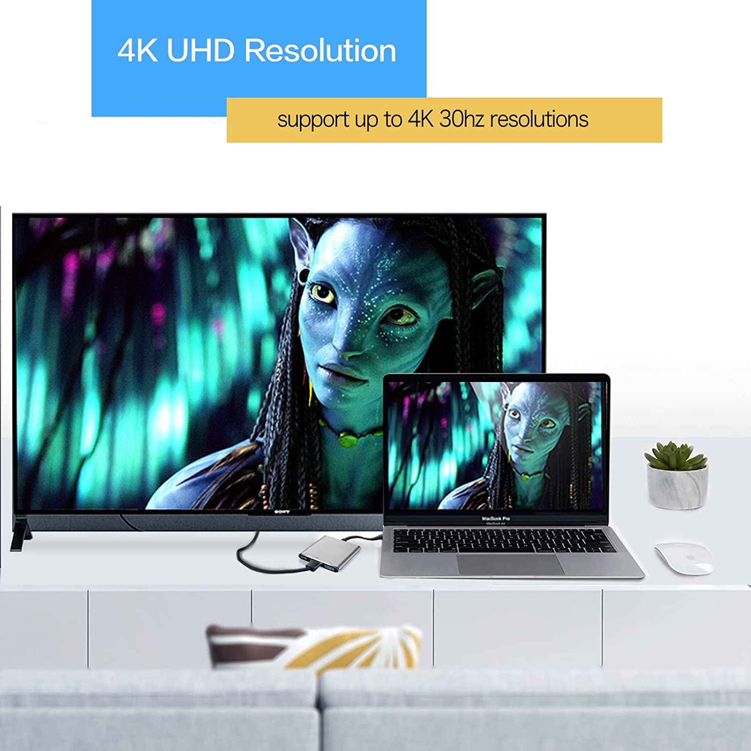 USB C to HDMI Multiport Adapter, HDMI 4K Output USB 3.0 Port and USB-C Charging Port, USB-C Digital AV Multiport Adapter Compatible for MacBook, MacBook Pro/air Other USB-C Devices - Silver