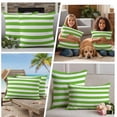 thumbnail image 4 of Outdoor Pillow Covers Green White Geometric Striped Waterproof Pillow Cases 24x24 Set of 2, Spring Season Throw Pillow Cover Pillowcase for Patio Balcony Couch Garden, 4 of 9