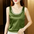 thumbnail image 2 of hotojiny Women Summer Tank Top Plus Size Crew Neck Silk Satin Blouse Sleeveless Business Shirt Casual Dressy Outfit Vacation Clothes, 2 of 4