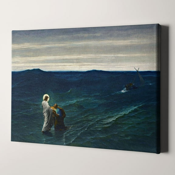 Jesus And Peter On The Water by Gustave Brion Christian Bible Canvas Wall Art Print