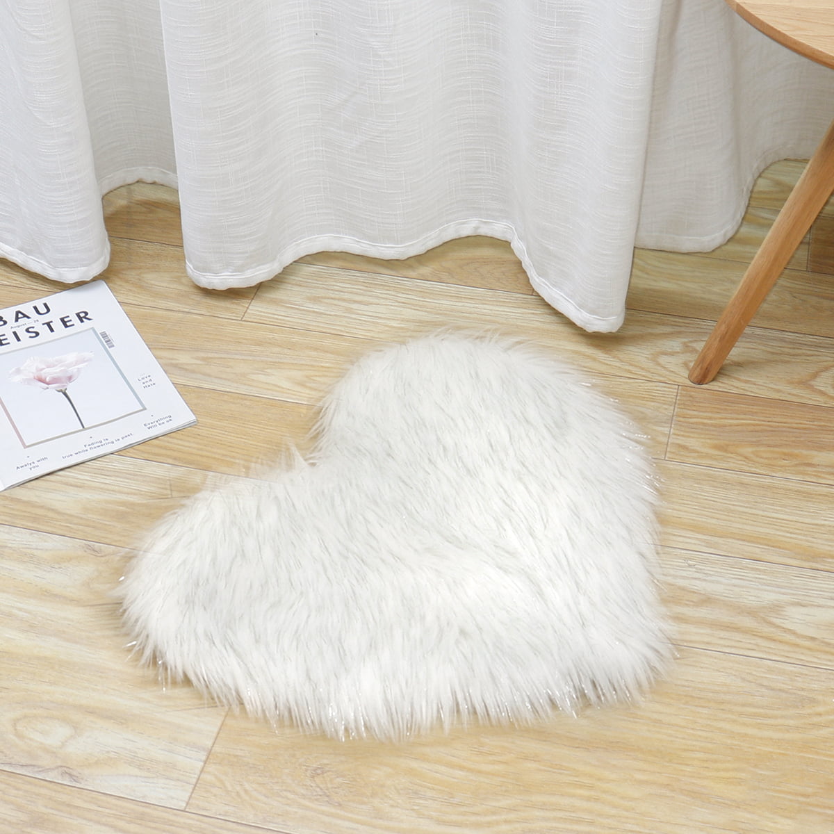 Bedroom Fluffy Rugs Anti-Skid Round Small Shaggy Rug Heart Floor Mat Carpet Home 